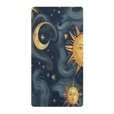 Imagem de Blueangle Lençol de berço padrão para berço infantil - Lençóis de algodão macio respirável para berço com sol e lua (324)