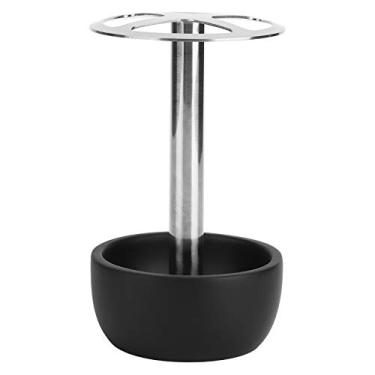 Imagem de Suporte de escova de dentes de aço inoxidável 304, suporte de armazenamento de escova de dentes sem perfuração, organizador de banheiro para casa, dormitório, rv, base de resina à (Preta)