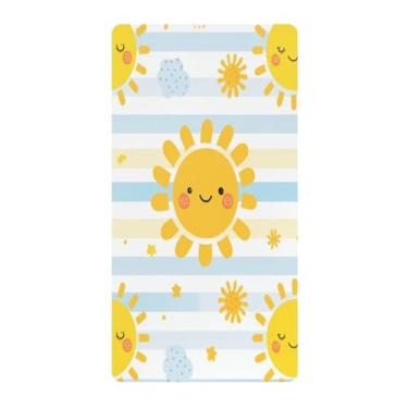 Imagem de Blueangle Lençol de berço padrão para berço infantil - Lençóis de algodão macio e respirável com lindo brilho do sol (9)