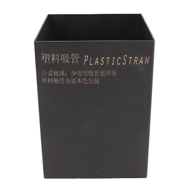 Imagem de Suporte de palha de aço inoxidável, recipiente de armazenamento de canudo, organizador de talheres para loja de bebidas, bar e restaurante (Preta)