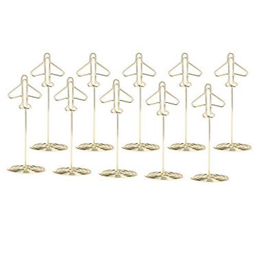 Imagem de Acouto Suporte para Fotos de Metal de Avião Dourado de 10 Unidades Com - Cartão de Visita Elegante e Porta-mensagens, Fotos, Notas e Cartões de Visita - Decoração de Casa, Casamentos, Escritórios e