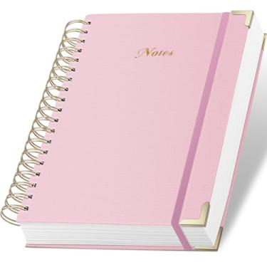 Imagem de ALKALO Caderno em espiral, caderno pautado universitário com capa dura de linho de 328 páginas, diários grossos forrados para mulheres e homens, diário espiral grosso B5 para escrever, papel 100GSM