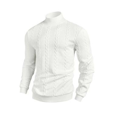 Imagem de Suéter Casual Masculino De Gola Alta Em Jacquard Para Outono E Inverno