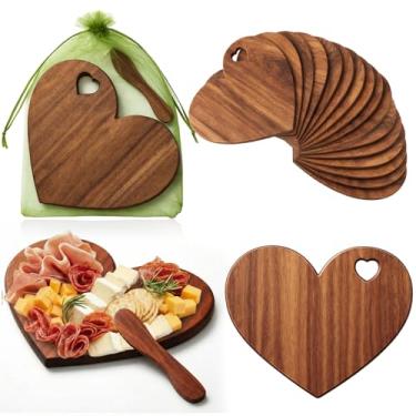Imagem de Nuenen 30 peças mini tábua de corte de madeira a granel com alça, charcutaria de madeira para artesanato, gravação a laser com facas, sacos de organza, lembrancinhas de festa de casamento, presente de