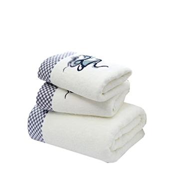 Imagem de THJKUPO Toalha de banho de algodão conjunto de 3 peças conjunto de caixa de presente toalha macia adiciona toalha de banho grossa