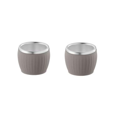 Imagem de CONJUNTO 2 PEÇAS TRAMONTINA 2 XÍCARAS PARA CAFÉ EMPILHAVEL 80ML SEM ALÇA EM AÇO INOX CINZA 64760/348