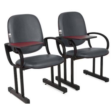 Imagem de 02 Cadeiras Escolar para Auditório e Escolas com Prancheta Linha Dallas Auditório Cinza