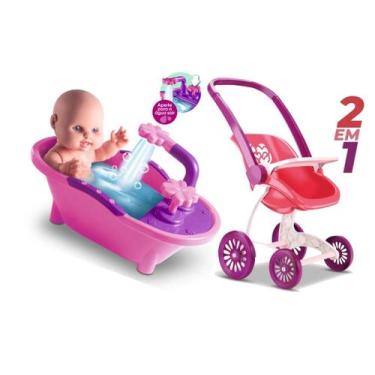Imagem de Boneca Milkinhas Petit Banho sai agua de verdade mais Carrinho de pass