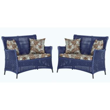 Imagem de 2 Sofás área Externa Igapó Alumínio Preta Corda Náutica E6 Azul