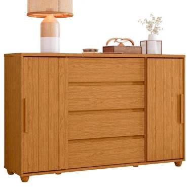 Imagem de Cômoda Evidenza 2 Portas E 4 Gavetas Flex Cinamomo - Móveis Albatroz Cinamomo