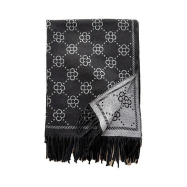 Imagem de Cachecol Feminino De Inverno Quente Em Cashmere Com Estampa Floral Dup