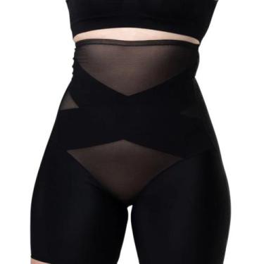 Imagem de Bermuda Modeladora Cós Alto Compressão Abdominal Em X Blumi, Preto, P