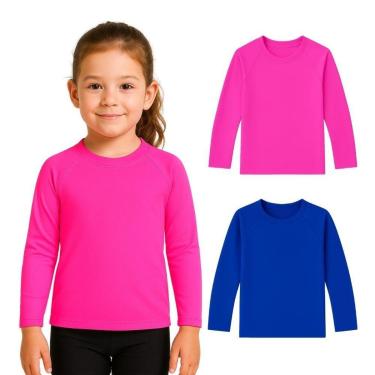 Imagem de Kit 2 Camisetas Manga Longa Infantil Menina Proteção Solar-Feminino