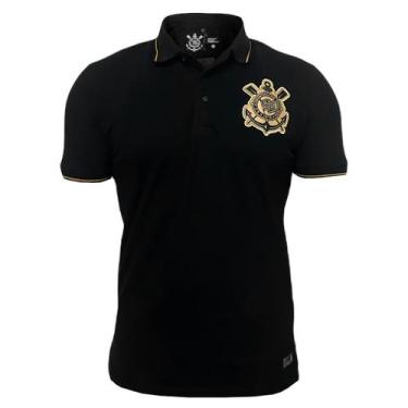 Imagem de Camisa Corinthians Polo Gold - Masculino - Coimbra, G, Preto
