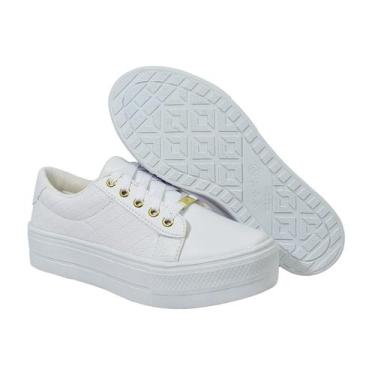 Imagem de Tênis Casual Plataforma Feminino 34 ao 39 Branco,Preto,Nude - ZALU, Br