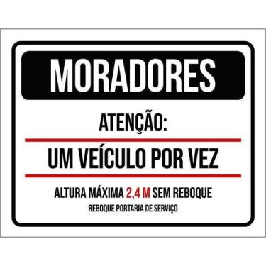 Imagem de Kit 10 Placa Acm Moradores Veículo Por Vez 18X23 - Sinalizo