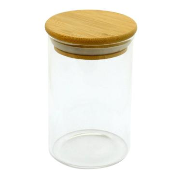 Imagem de Pote Hermético de Vidro Redondo 250ml com Tampa Bambu Imporiente 12569
