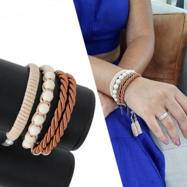 Imagem de Mix C/03 Pulseiras Feminina Moda Fashion Marrom Elegância - Granado Ac