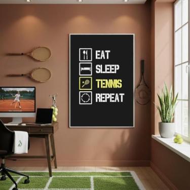 Imagem de Quadro Decorativo Comer Dormir Tênis-70X50Cm Mold Preta - Quadros On-L