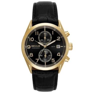 Imagem de Relógio Seculus Clássico 77338Gpsvdc2 Couro Crocodilo Preto