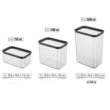 Imagem de Conjunto 3 Potes Herméticos De Plástico - Top Rio