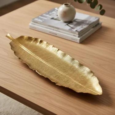 Imagem de Bandeja Formato Folha Centro De Mesa 66cm Decoração - Paraiso Iluminad