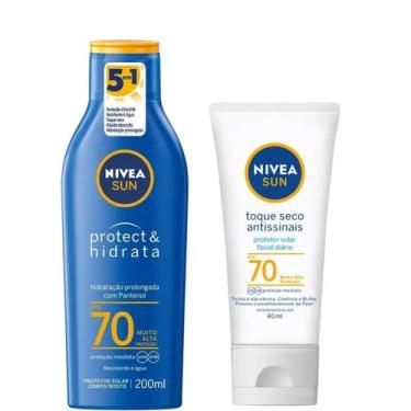 Imagem de Protetor Solar Nivea FPS70 200ml+Facial Toque Seco FP70 40ml
