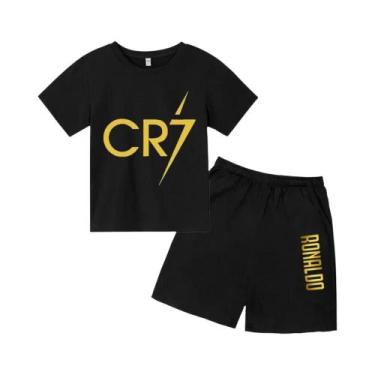 Imagem de Camiseta Infantil 3D De Verão Com Estampa De Estrela CR7, Conjunto Cur