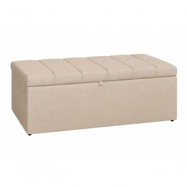 Imagem de Recamier Calçadeira Baú Carla Para Quarto Cama Casal 140 Cm Suede Bege Do Lar Móveis E Decoração