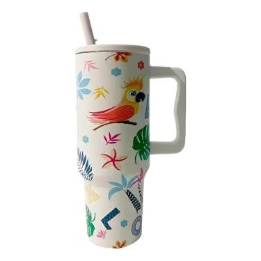 Imagem de Copo Térmico Tropical 1200ml – Estampa Vibrante, Alta Capacidade E Conservação Prolongada Modelo:c3