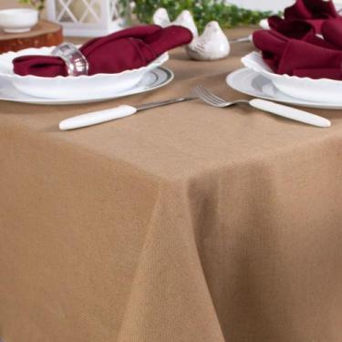 Imagem de Toalha de Mesa Quadrada em Tecido Linho Bege Fendi, 2,80 x 2,80