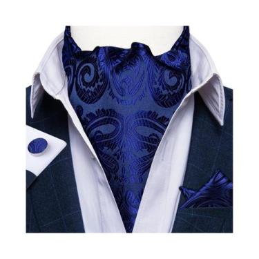 Imagem de Conjunto De Abotoaduras De Luxo Masculinas Ascot Com Lenço De Bolso Pa