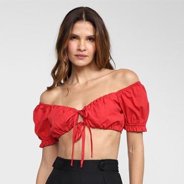 Imagem de Blusa Cropped Mercatto Decote Amarração Feminina-Feminino
