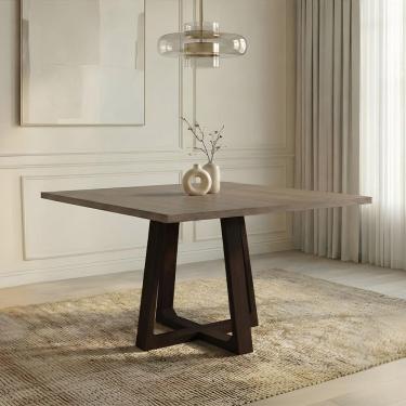 Imagem de Mesa de Jantar Isabela 1,2m Tampo Freijó 4 Lugares Base Madeira Maciça Castanho Sala de Jantar Decor