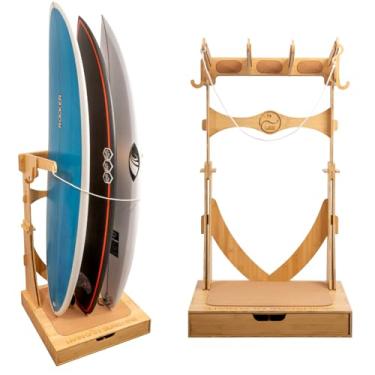 Imagem de LISS Spirit Rack, suporte vertical para prancha de surfe para 3 e 4 pranchas, exibição de armazenamento de rack de surfe interno para longboard, shortboard, snowboard, wakeboard, skate de até 3 m de