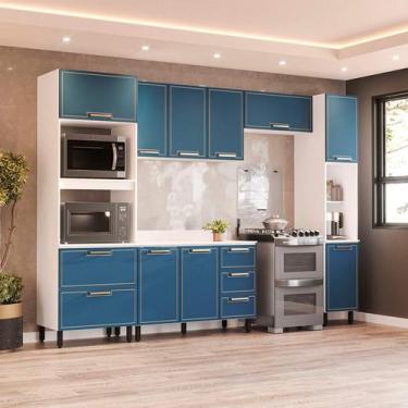 Imagem de Armário de Cozinha Modulada Completa 5 Peças 310cm Com Tampo 100% MDF 