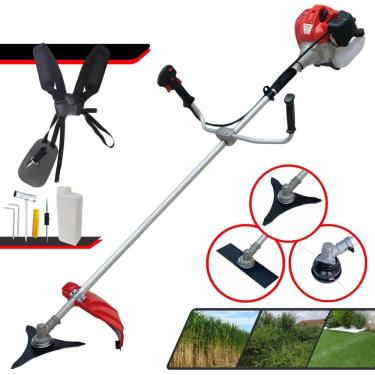 Imagem de Máquina de Cortar Grama À Gasolina Anmax CG520-P TB 52cc 2,2HP 10.000rpm 2T Roçadeira 3 Em 1 Com Carretel de Nylon e Faca 2 Pontas + Faca 3 Pontas