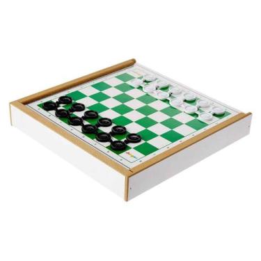 Imagem de Jogo De Tabuleiro Damas E Ludo 2 Em 1 Estojo Madeira Junges Presente C