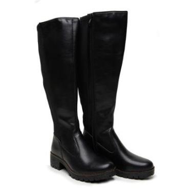 Imagem de Bota Feminina Cano Longo Tratorada Preta Cano Alto Longo-Feminino