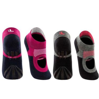Imagem de Kit 2 Pares Meia Sapatilha Feminina Antiderrapante Lupo Sport Pilates 