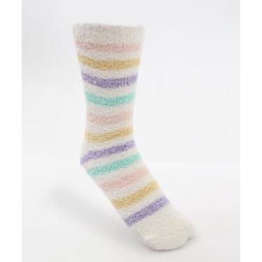 Imagem de Meia Feminina Cano Médio Chenille Listras Marisa Off W-59214, 34/39, O
