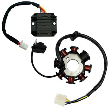 Imagem de Estator Magneto Completo + Regulador Retificador Shineray Jet 50 - Sma