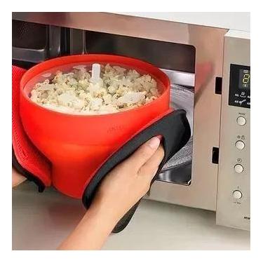 Imagem de Pipoqueira Silicone Micro-ondas Balde Bacia Panela Dobrável Pipoca Sem