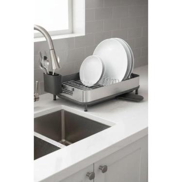 Imagem de 2x Escorredor Inox Grafite C/ Porta Talher - Cozinha Organiz - Congrat