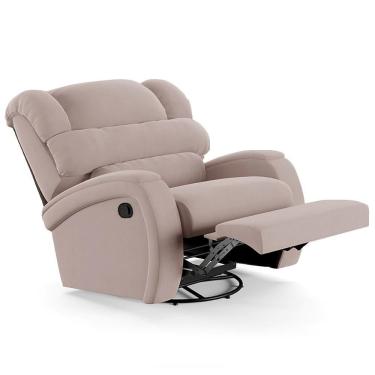 Imagem de Poltrona Do Papai Reclinável Kalie Glider Giratória Usb Fh9 Veludo Rosê - Mpozenato