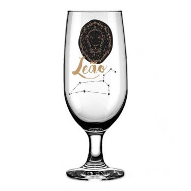 Imagem de Taça de Cerveja Zodíaco - Leão Tpc para Degustar Cerveja em Vidro com Design Temático Zodíaco para Brindes Transparente