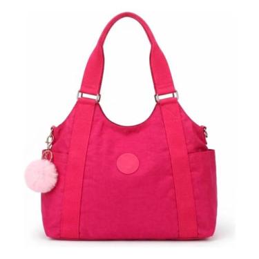 Imagem de Bolsa Feminina Colorida Faculdade Casual Nylon Impermeável Com Bolsos 