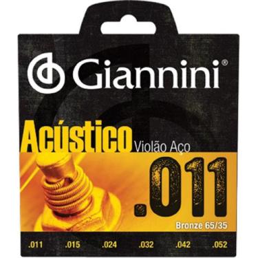 Imagem de Encordoamento Cordas Violão Aço 011 Giannini Acústico - Gianinni