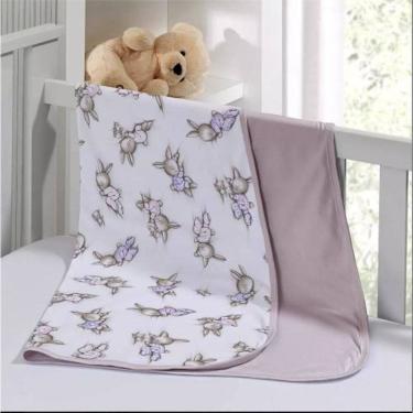 Imagem de Cueiro Duplo Tecebem Baby Meg Malha 100% Algodão Estampado kinder 80cm x 90cm Rosa