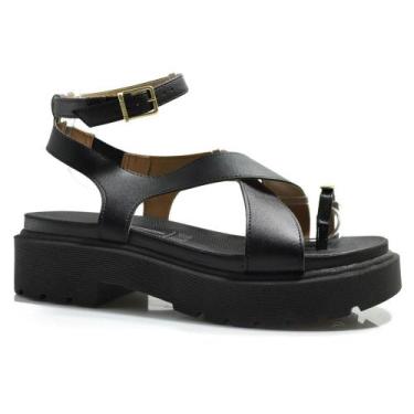 Imagem de Sandália Flat Feminina Vizzano 6499.122.7286, Preto, 35